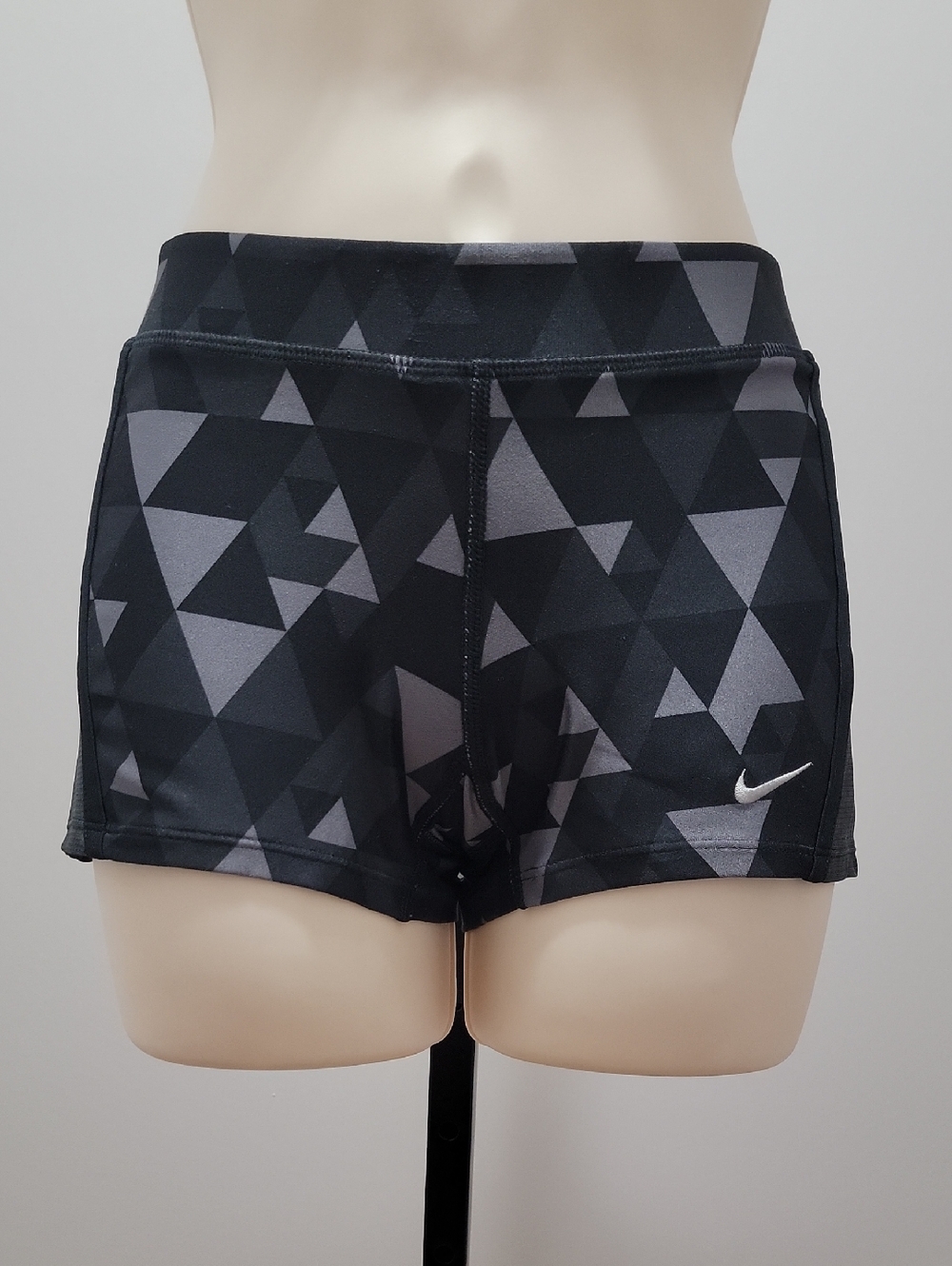 Nike Women's Black & Gray Geometric Bike Shorts Sz XS